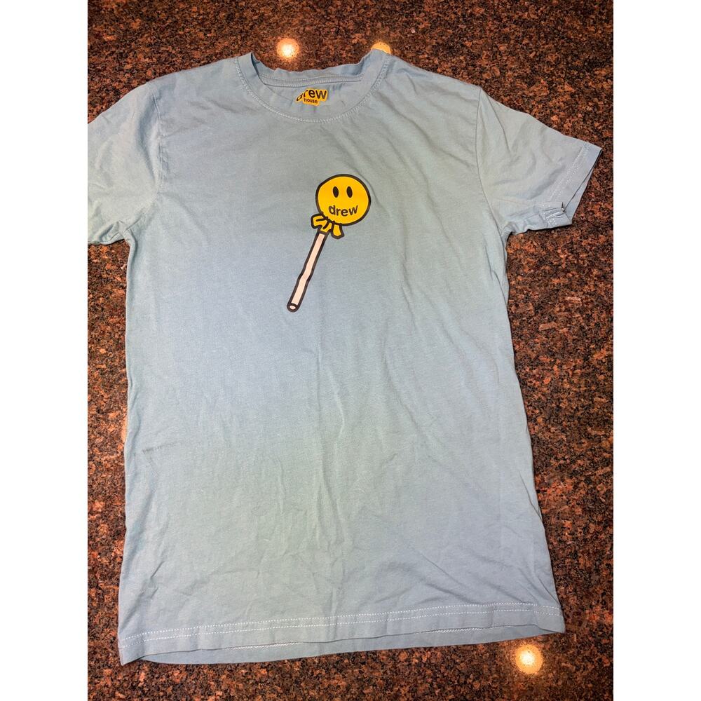 Drew House Blue T-shirt Cartoon Bomb Graphic on Back Lollipop on Front Size M